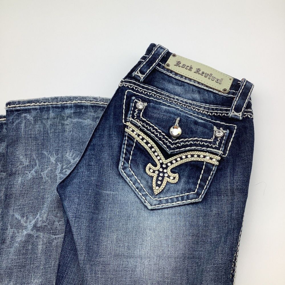 Rock Revival Womens Donna Boot Denim Jeans Blue Size 25